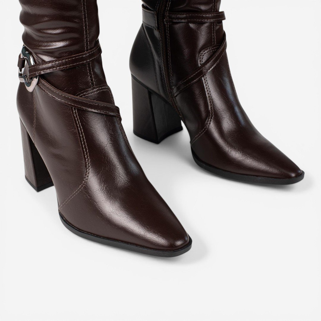 Bota Dakota Cano Longo Salto Bloco Marrom Marrom 5