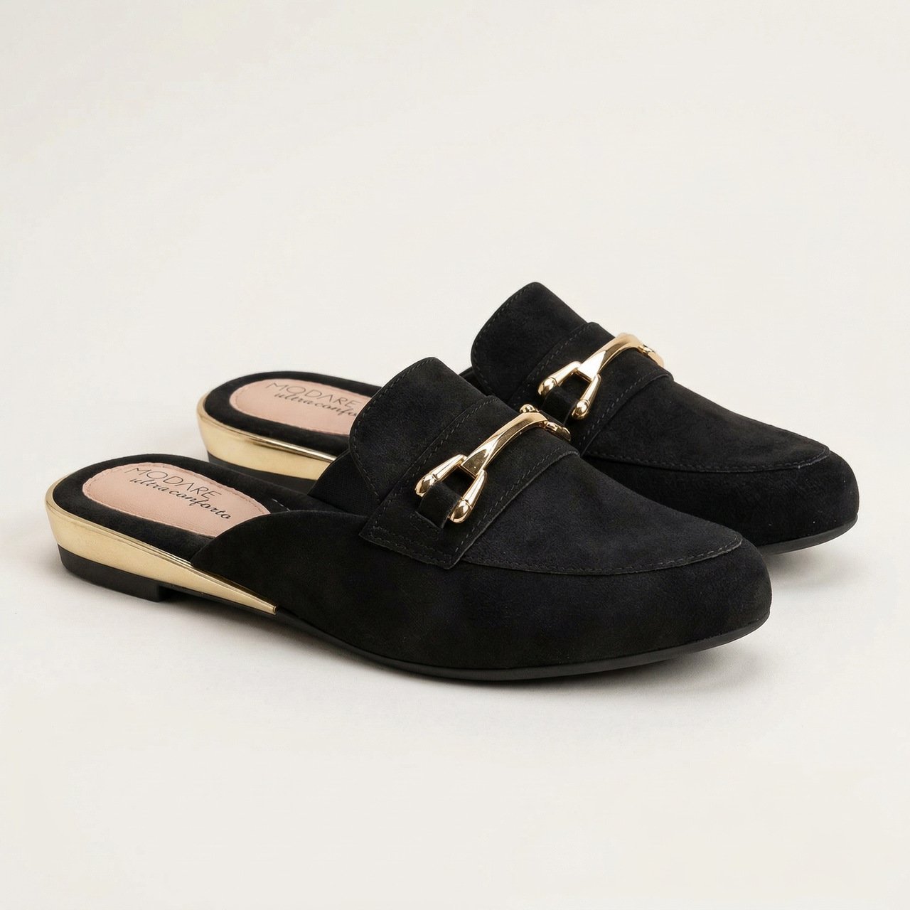 Mule Modare Com Anabela Baixa Preto Preto 2
