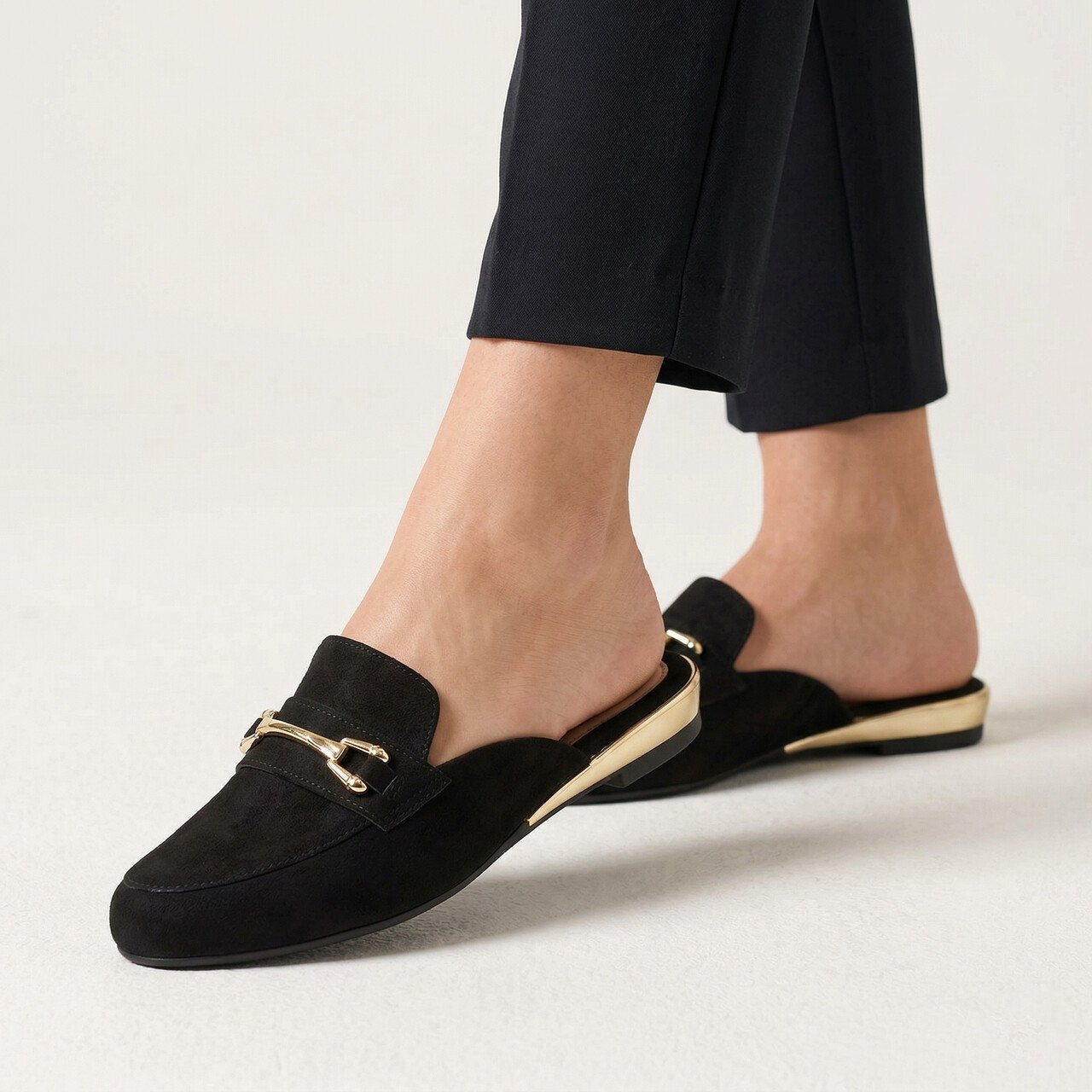 Mule Modare Com Anabela Baixa Preto Preto 3