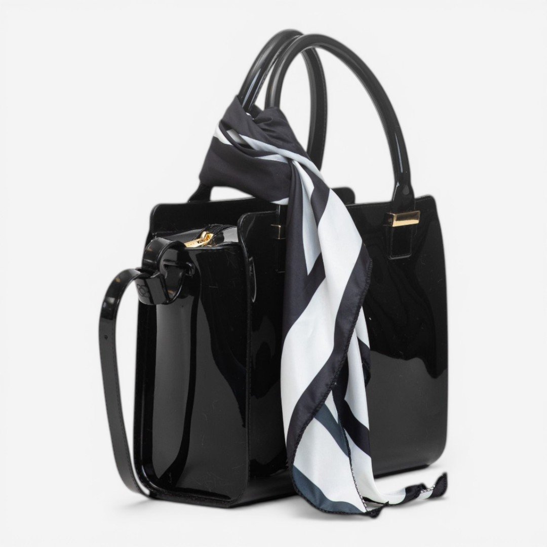 Bolsa Petite Jolie Love II Com Lenço Preta Preto 3