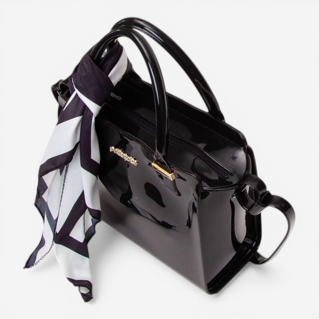 Bolsa Petite Jolie Love II Com Lenço Preta Preto 4