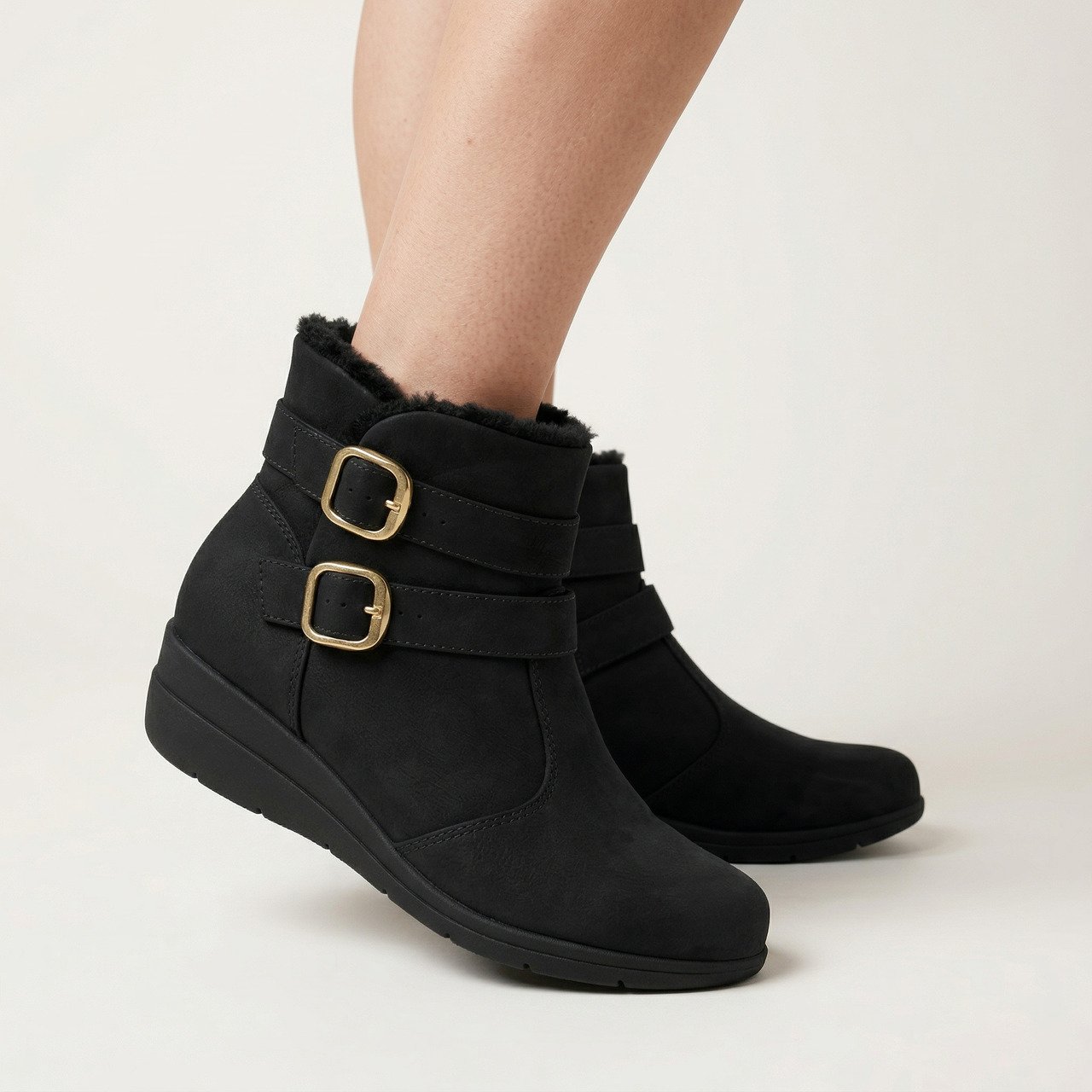 Bota Modare Anabela Cano Curto Preta Preto 2