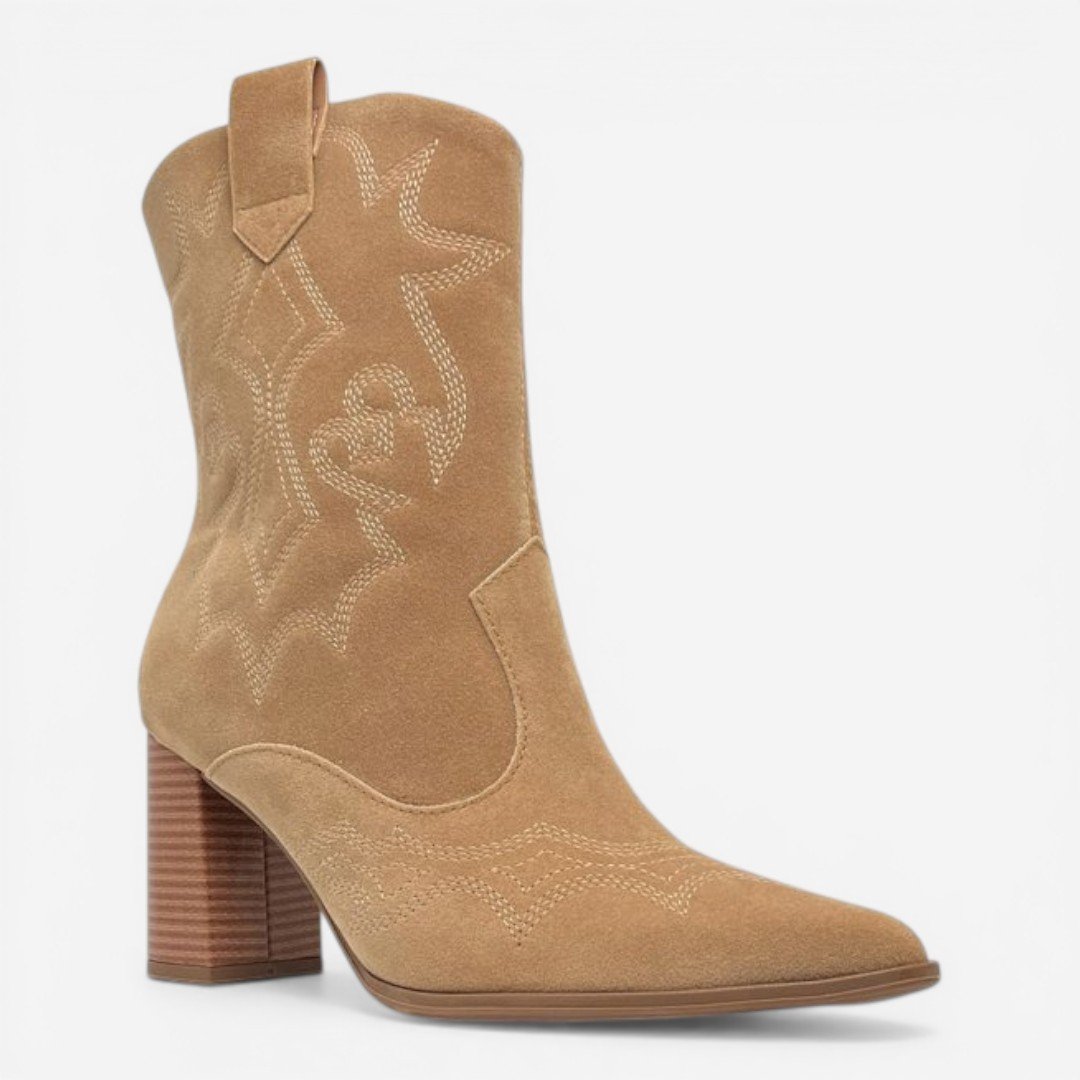 Bota Cano Médio Western Ramarim Bege Caramelo 3