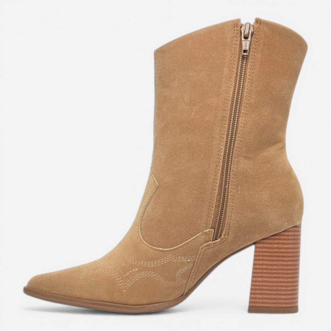 Bota Cano Médio Western Ramarim Bege Caramelo 4