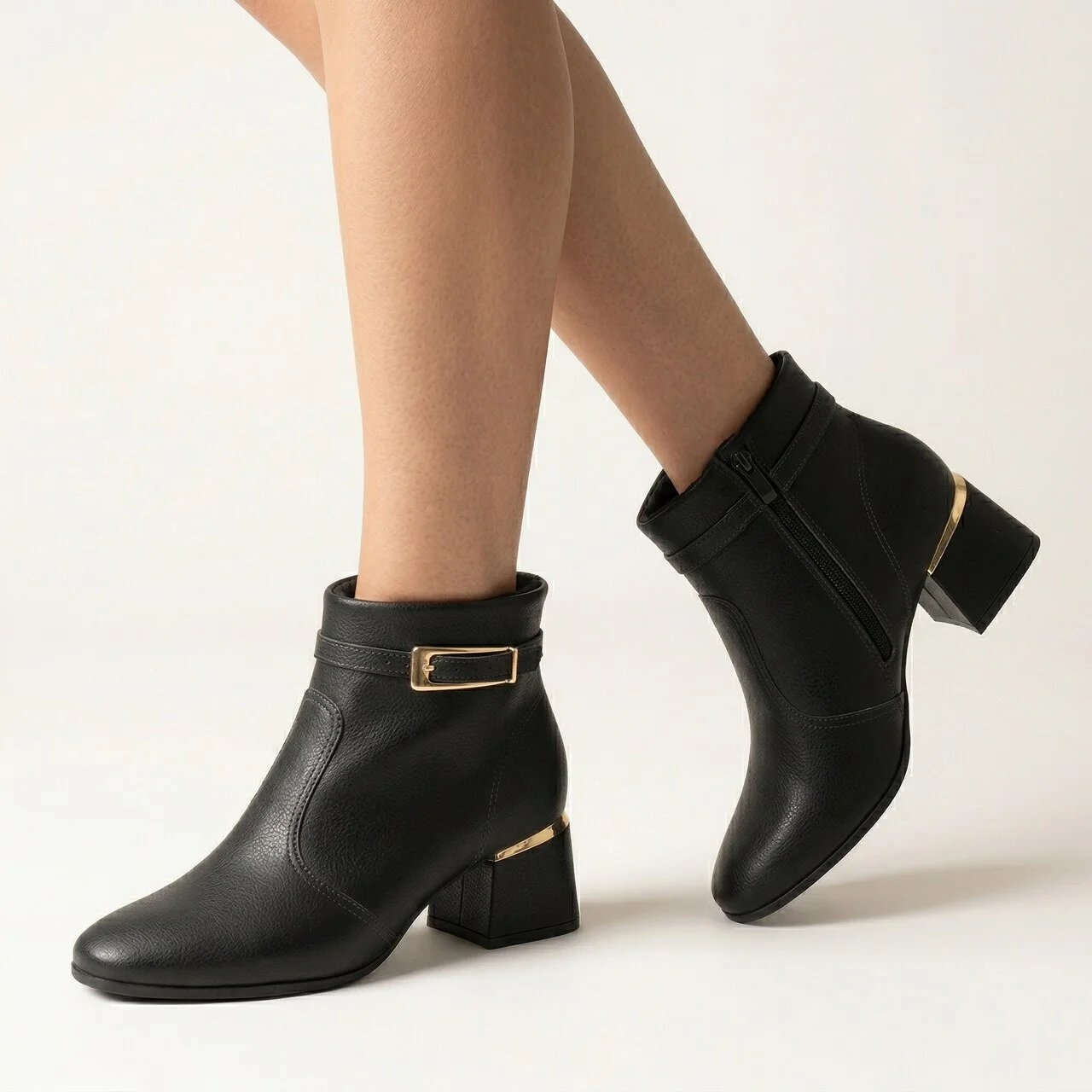 Bota Modare Cano Curto Salto Bloco Preta Preto 2