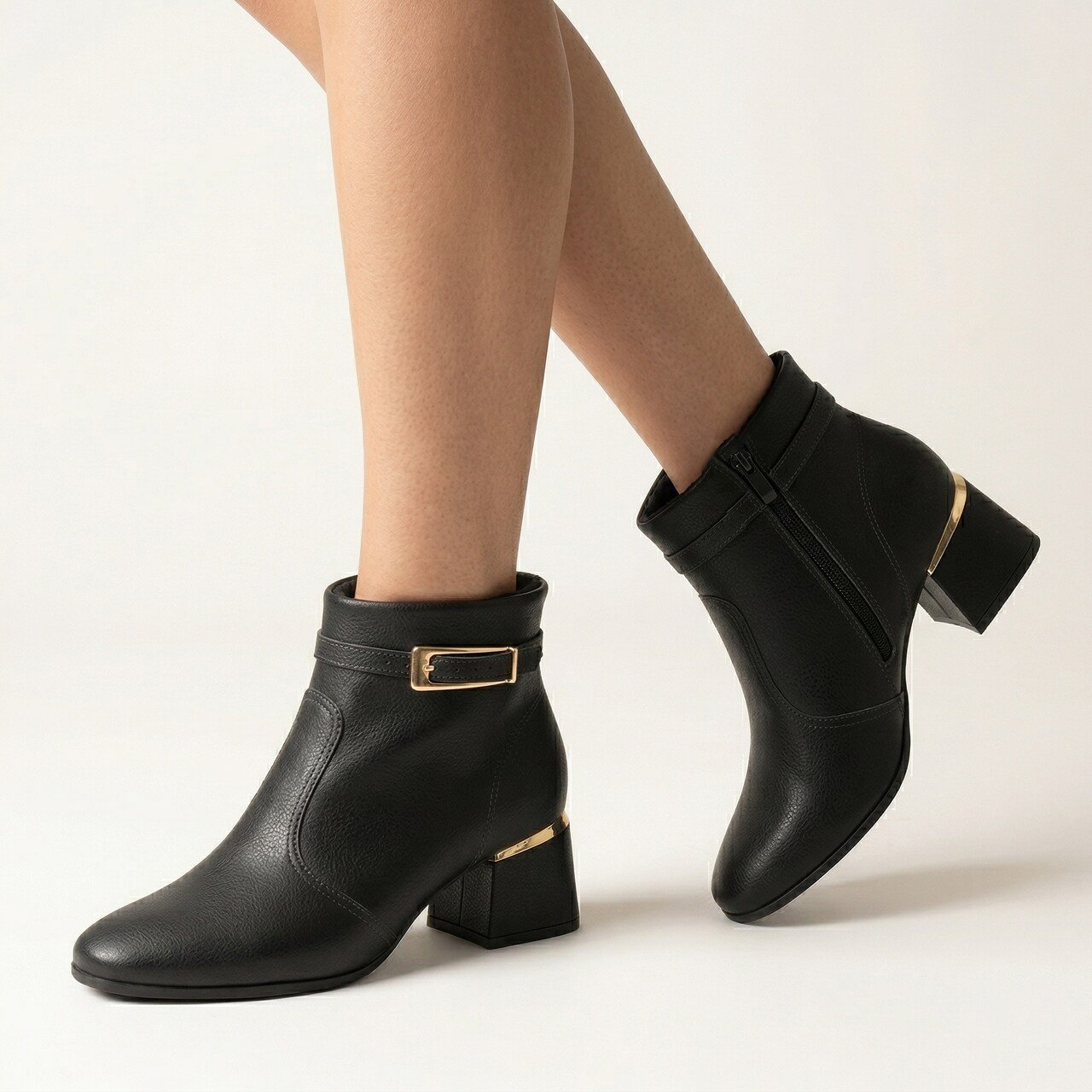 Bota Modare Cano Curto Salto Bloco Preta Preto 2