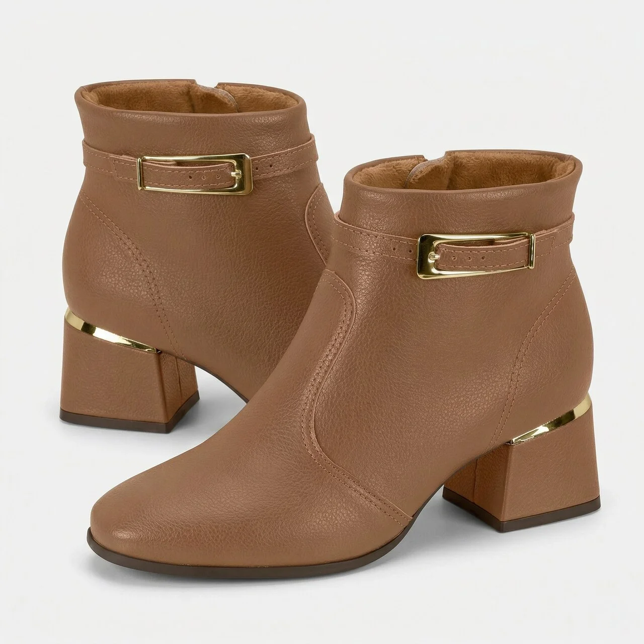 Bota Modare Cano Curto Salto Bloco Caramelo Marrom 3