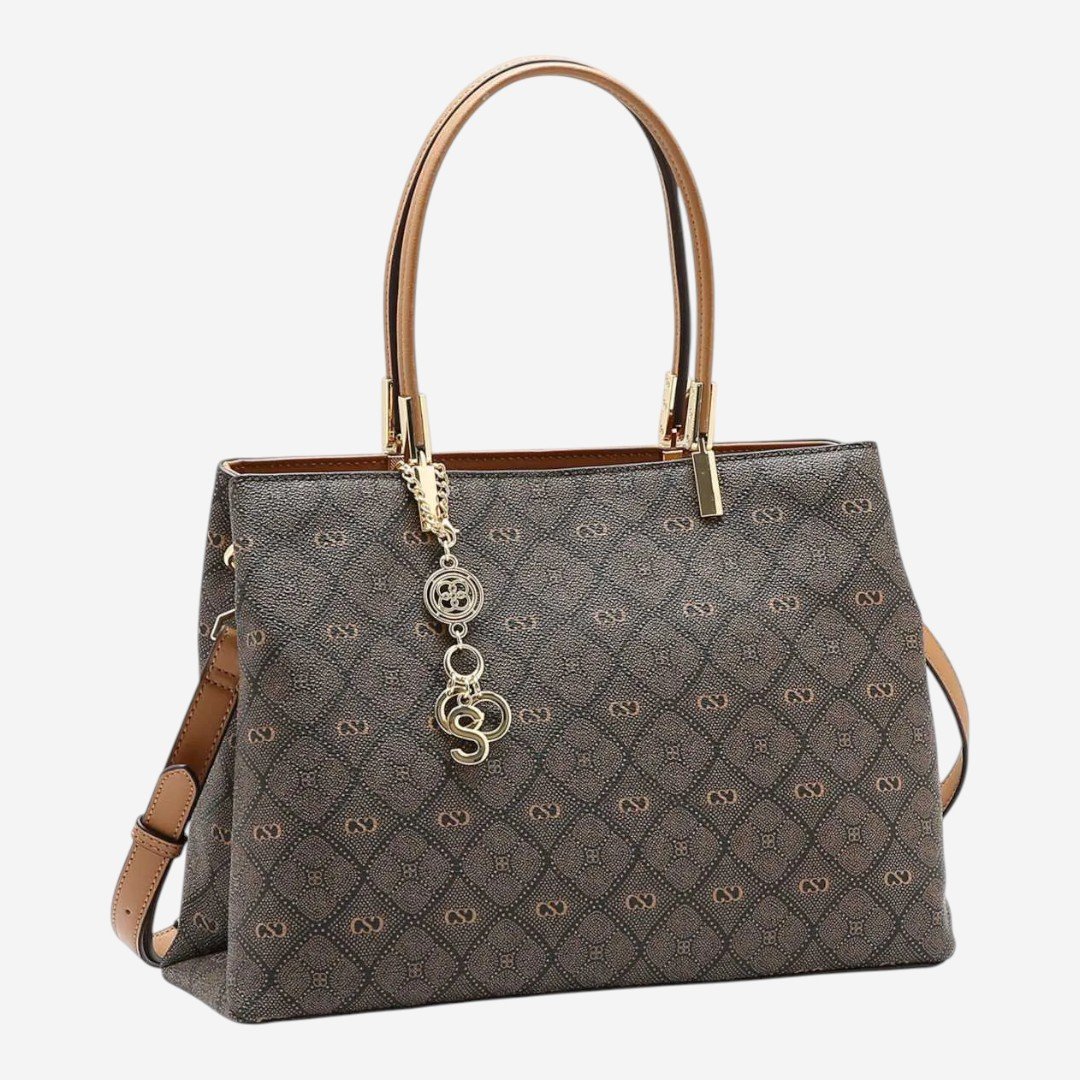 Bolsa Feminina Chenson Mão Monograma Pontilhado Café
