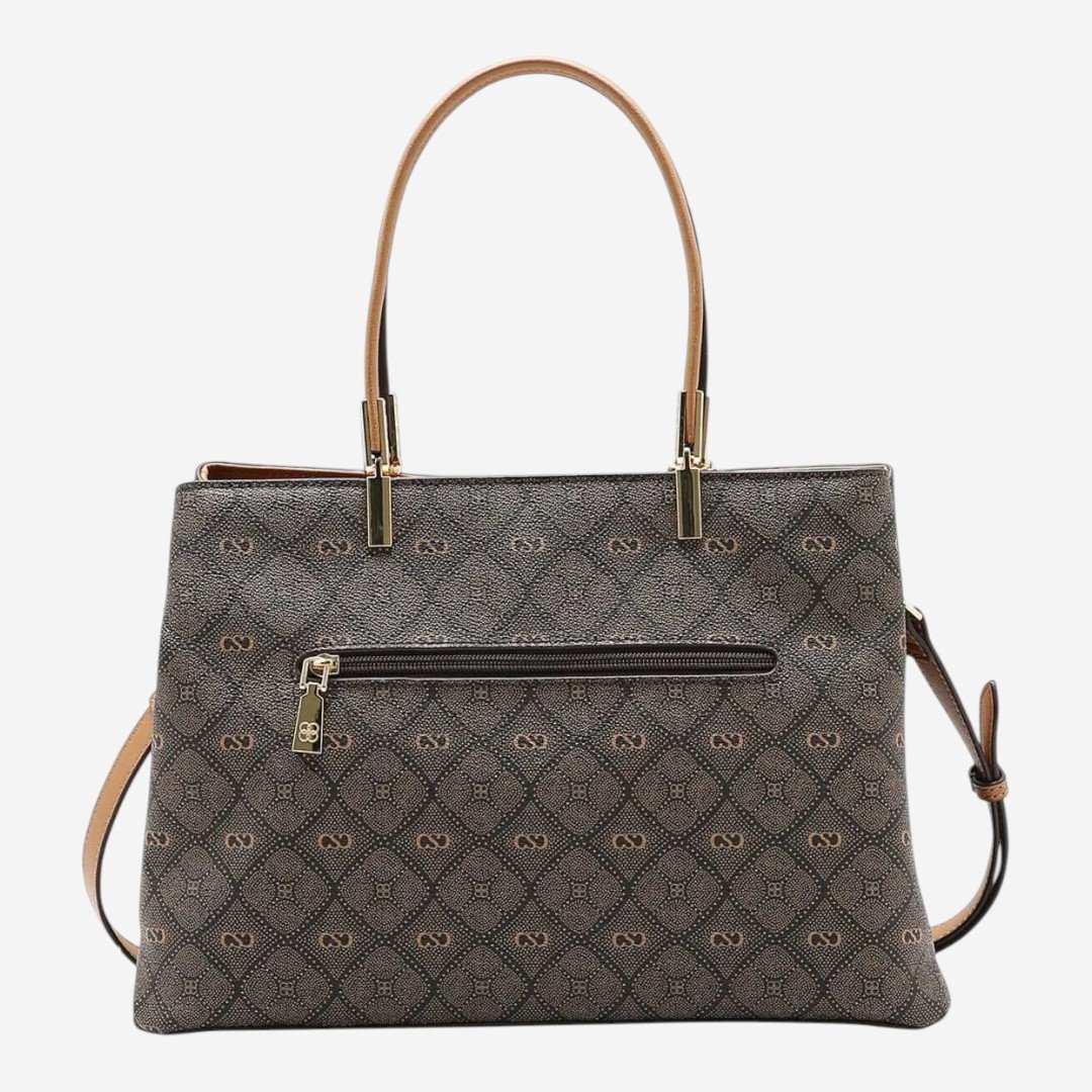Bolsa Feminina Chenson Mão Monograma Pontilhado Café Marrom 2