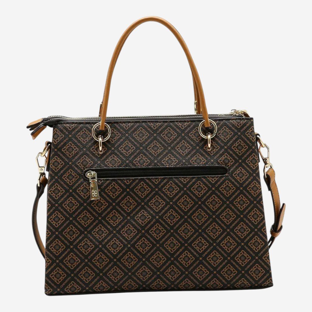 Bolsa Feminina Chenson Mão Monograma Luxo Café Marrom 2