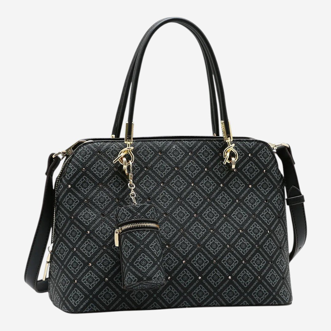 Bolsa Feminina Chenson Mão Monograma Luxo Preta