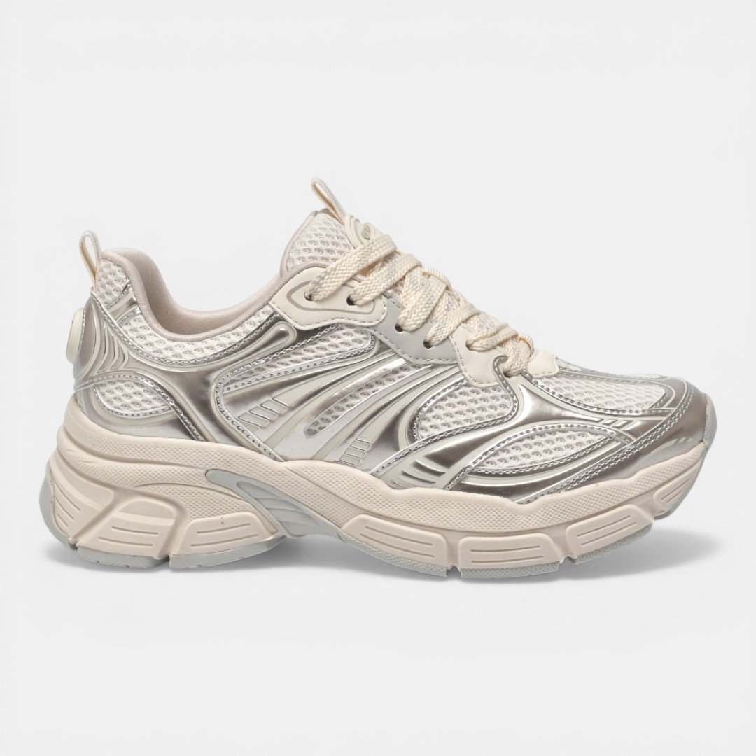 Tênis Via Marte Casual Esportivo Off White com Dourado