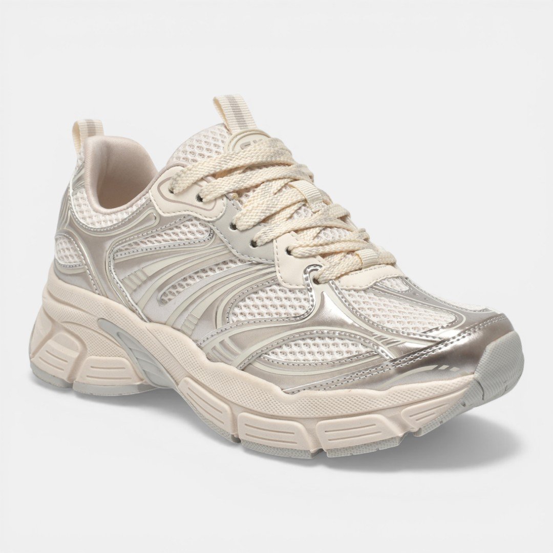 Tênis Via Marte Casual Esportivo Off White com Dourado Off White 2