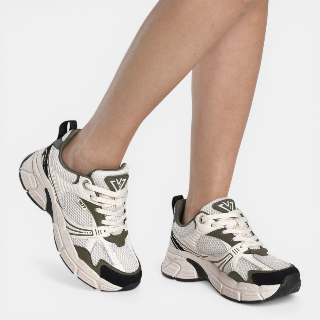 Tênis Via Marte Casual Esportivo Off White com Verde Militar Bege 3