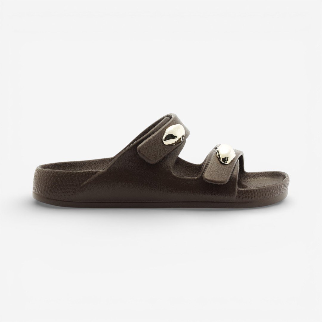 Chinelo Brizza Arezzo Slide Feminino Marrom Escuro