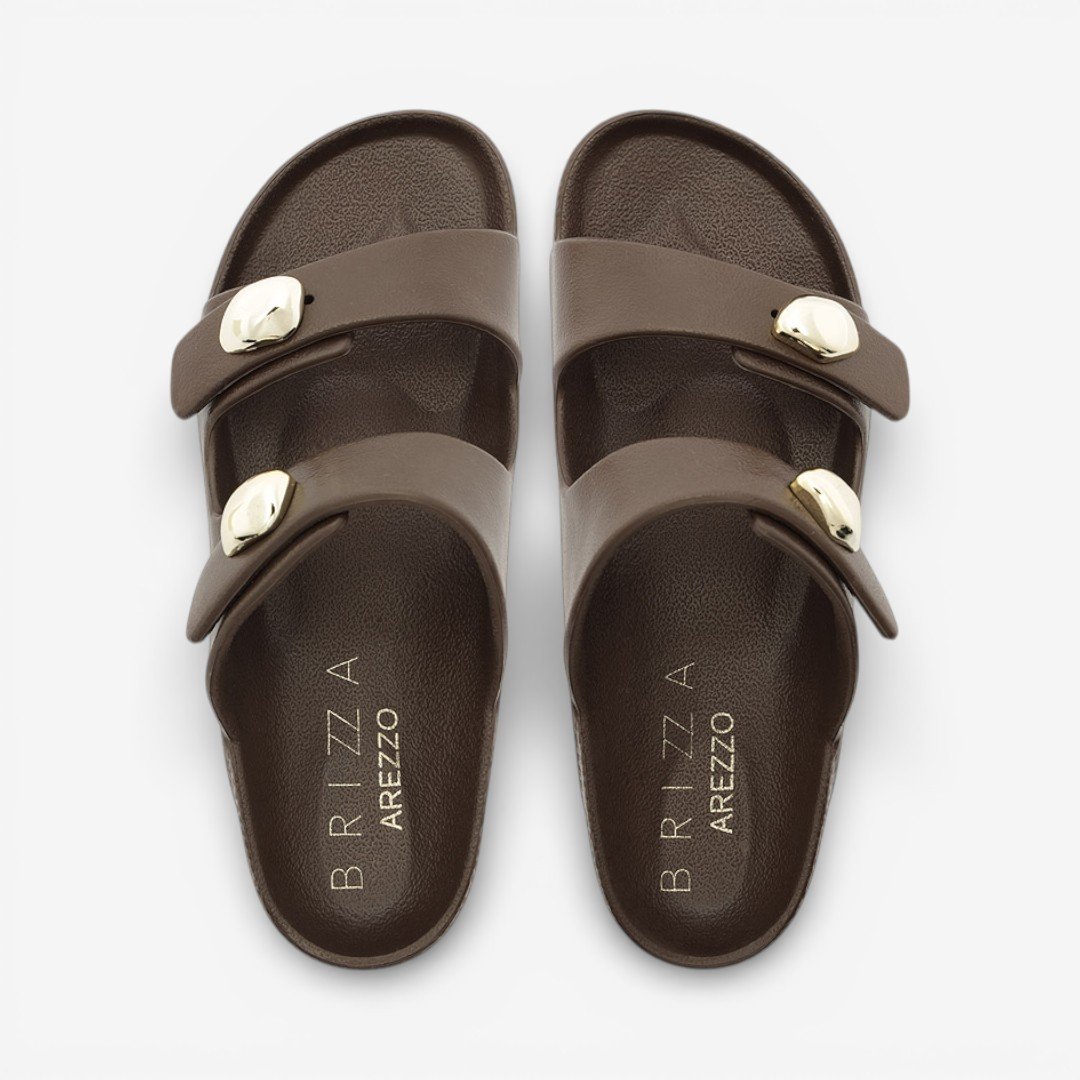 Chinelo Brizza Arezzo Slide Feminino Marrom Escuro Marrom 2