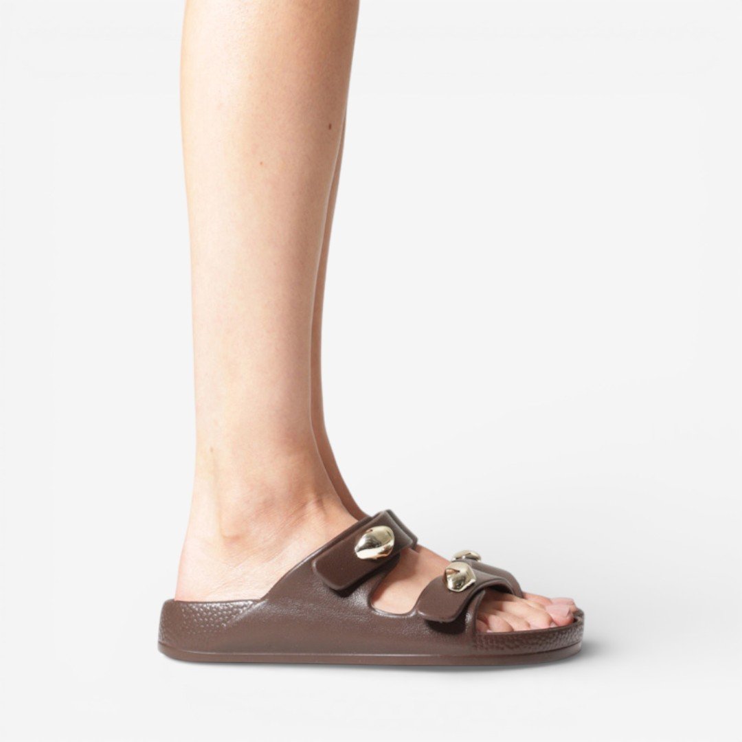 Chinelo Brizza Arezzo Slide Feminino Marrom Escuro Marrom 5
