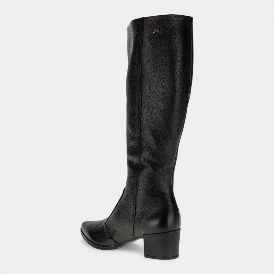 Bota Montaria Pegada Cano Longo Em Couro Preto Preto 2
