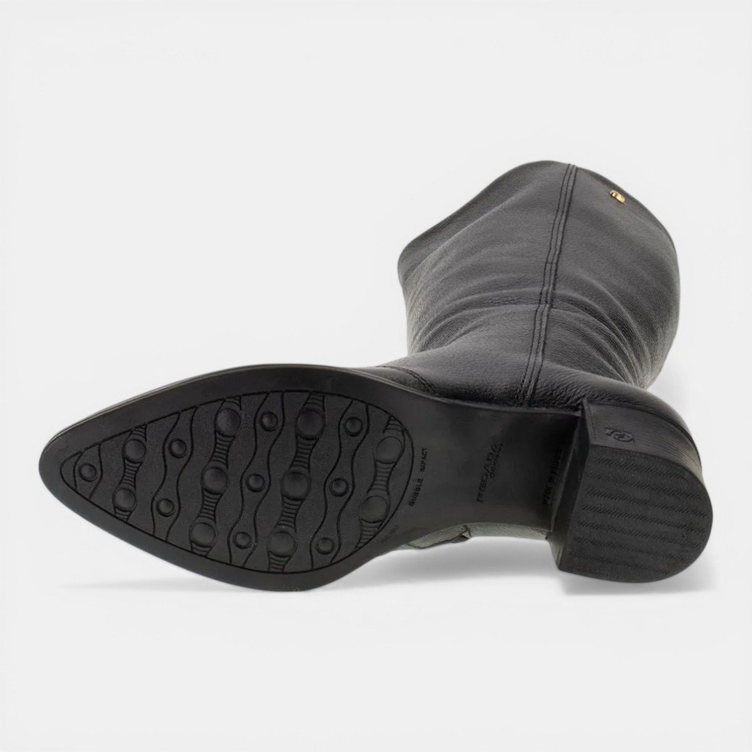 Bota Montaria Pegada Cano Longo Em Couro Preto Preto 3