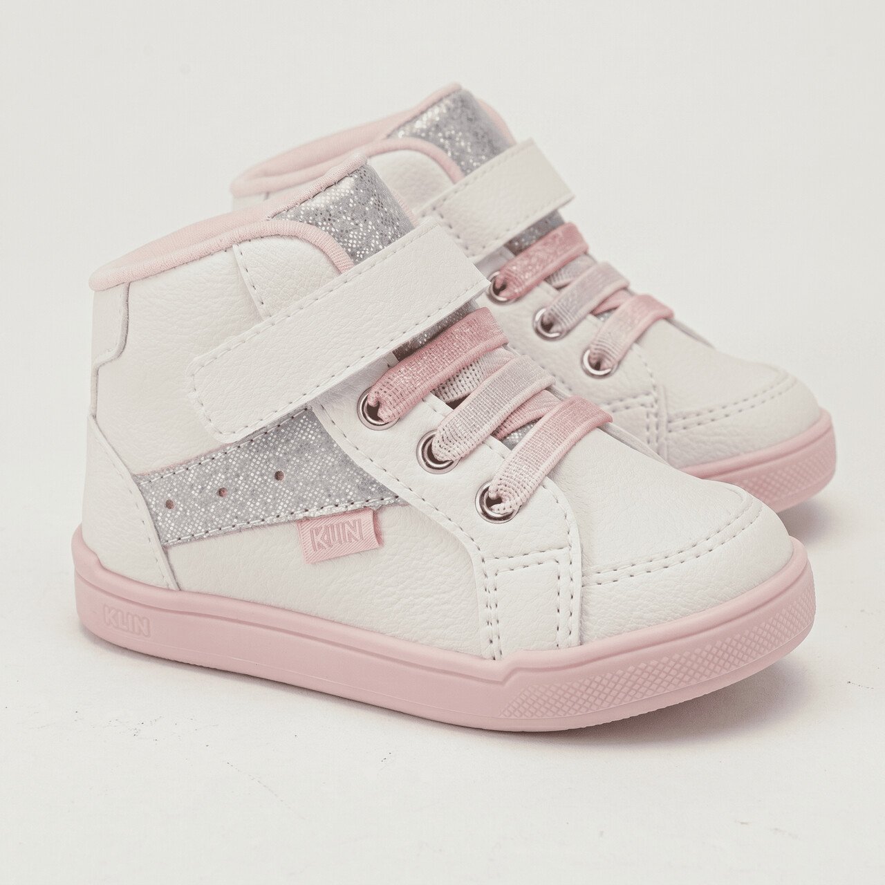 Tênis Klin Baby Sky Infantil Branco com Rosa Branco 2