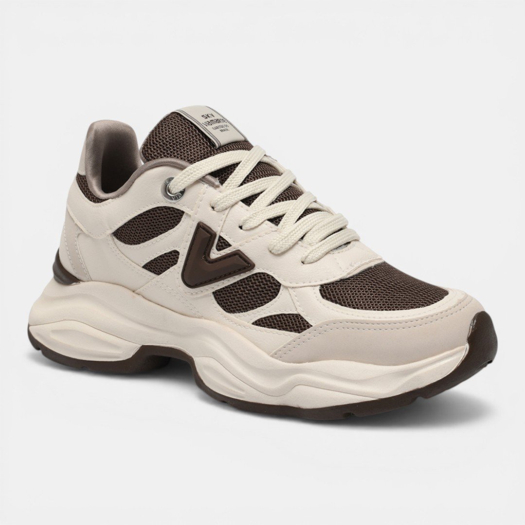 Tênis Via Marte Casual Chunky Off White com Marrom Bege 2
