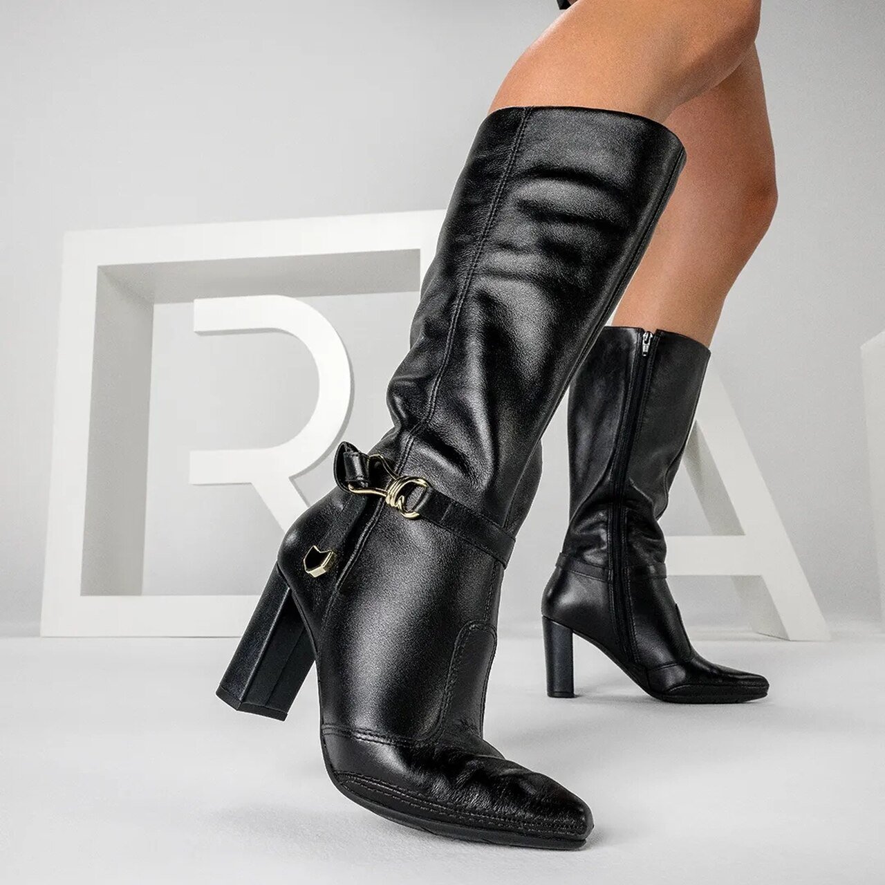 Bota Ramarim Total Comfort Cano Longo Preta Preto 2