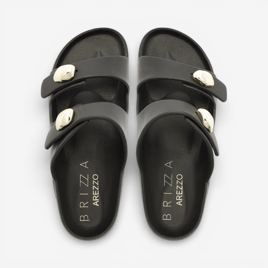Chinelo Brizza Arezzo Slide Feminino Preto Preto 2
