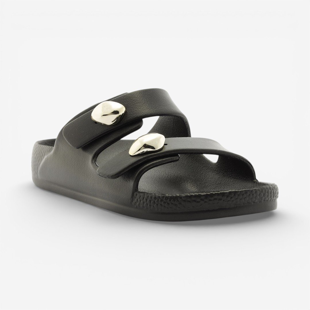 Chinelo Brizza Arezzo Slide Feminino Preto Preto 3