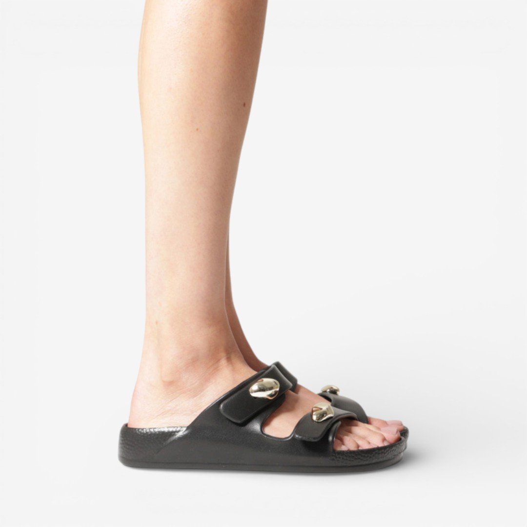 Chinelo Brizza Arezzo Slide Feminino Preto Preto 5