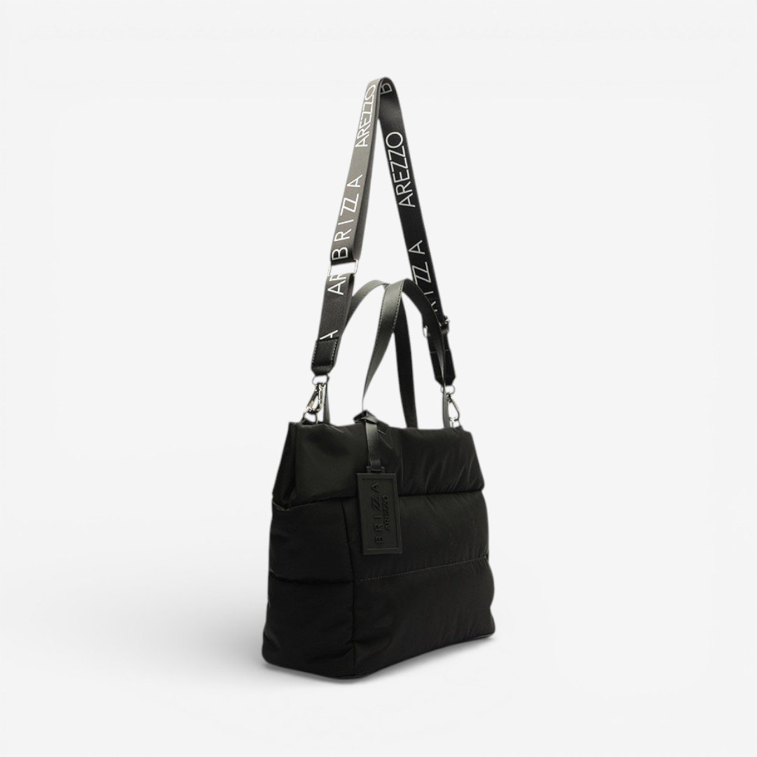 Bolsa Brizza Arezzo Tiracolo Preta Nylon Gigi Pequena Preto 2