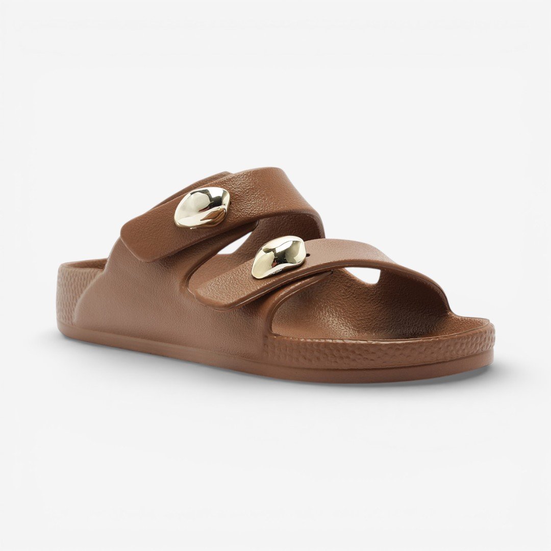 Chinelo Brizza Arezzo Slide Feminino Marrom Claro Marrom 3