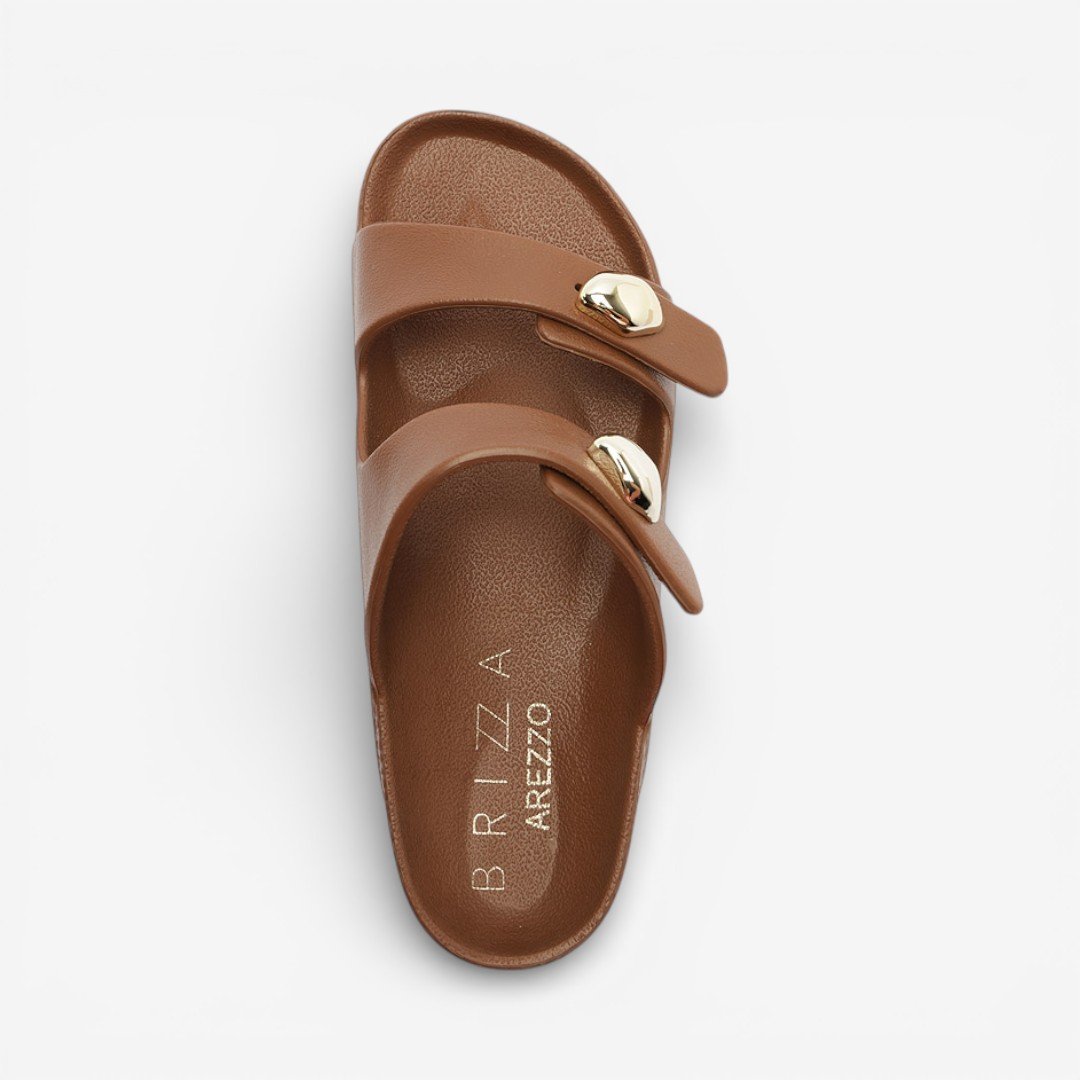 Chinelo Brizza Arezzo Slide Feminino Marrom Claro Marrom 4