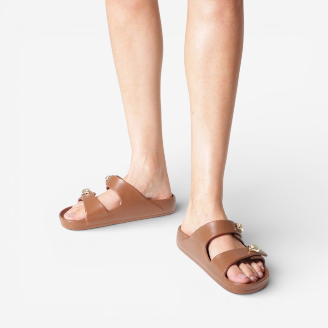 Chinelo Brizza Arezzo Slide Feminino Marrom Claro Marrom 6