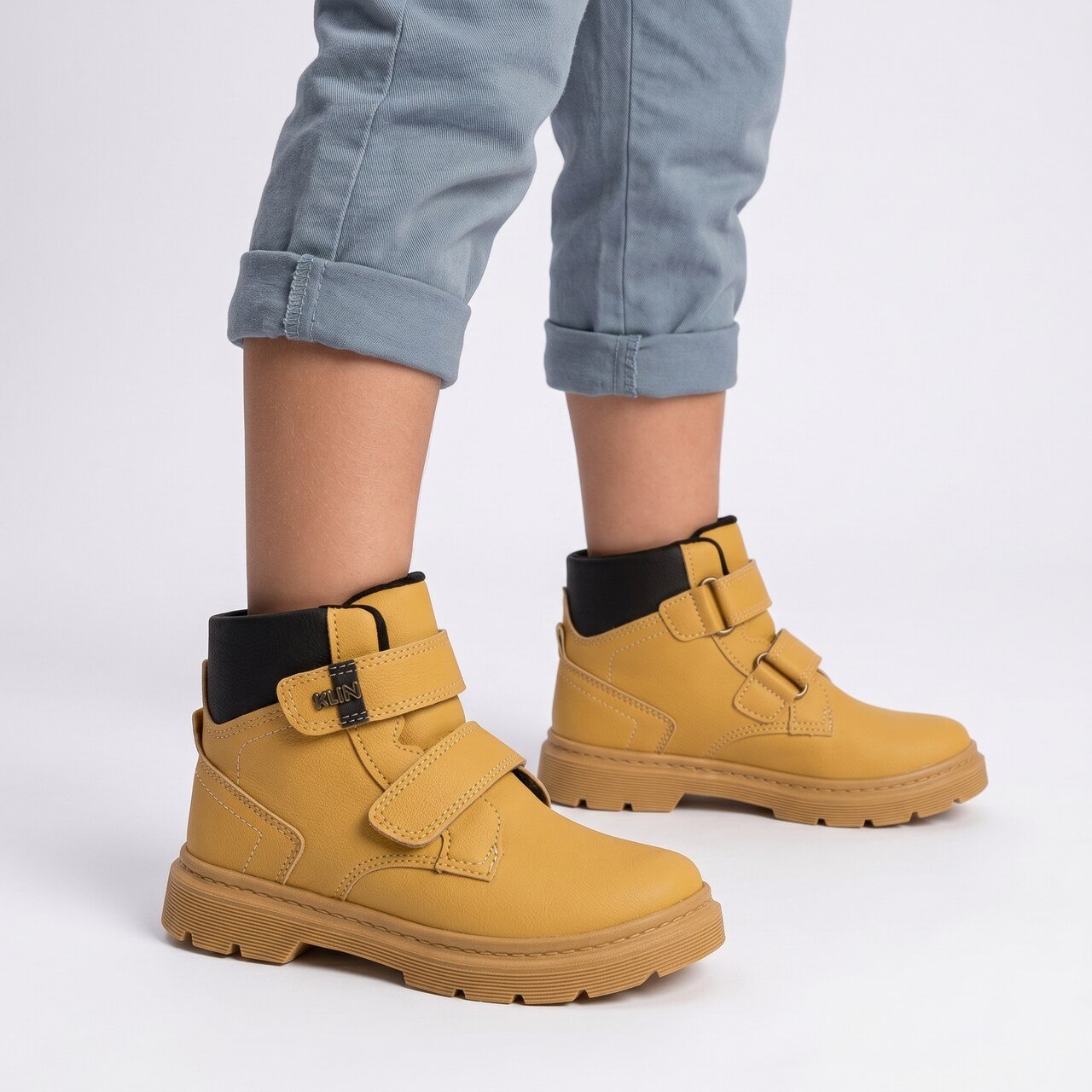 Coturno Klin London Infantil Masculino Mostarda com Preto Caramelo 2