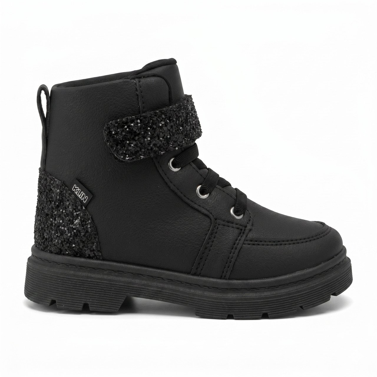 Coturno Klin London Infantil Preto com Glitter