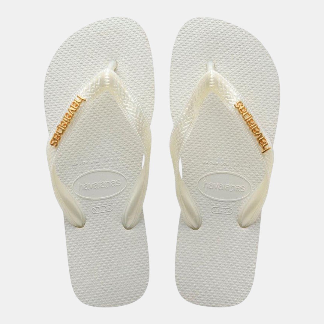 Chinelo Havaianas Top Logo Metálico Branco