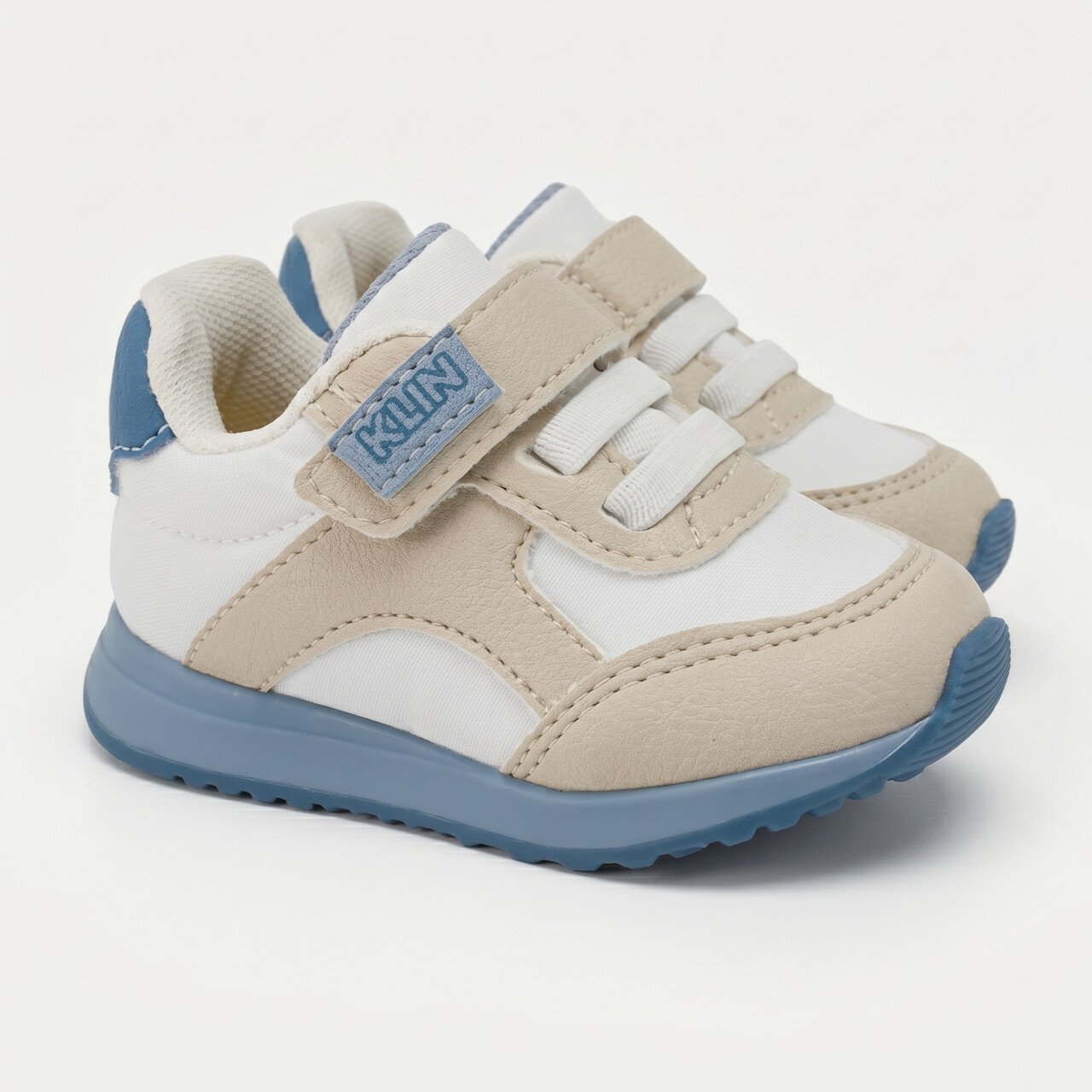 Tênis Klin Mini Walk Infantil Branco com Azul Branco 3