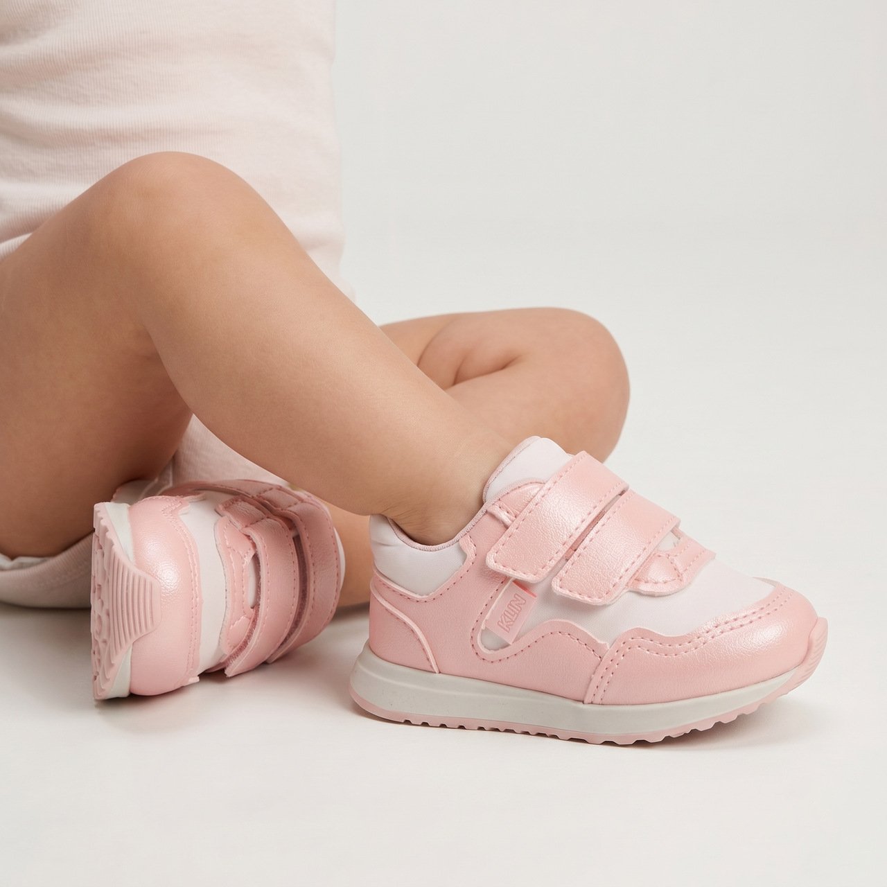 Tênis Klin Mini Walk Infantil Branco com Rosa Rosa 2