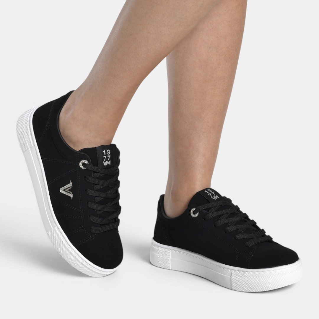 Tênis Casual Via Marte Feminino Nobuck Preto Preto 3