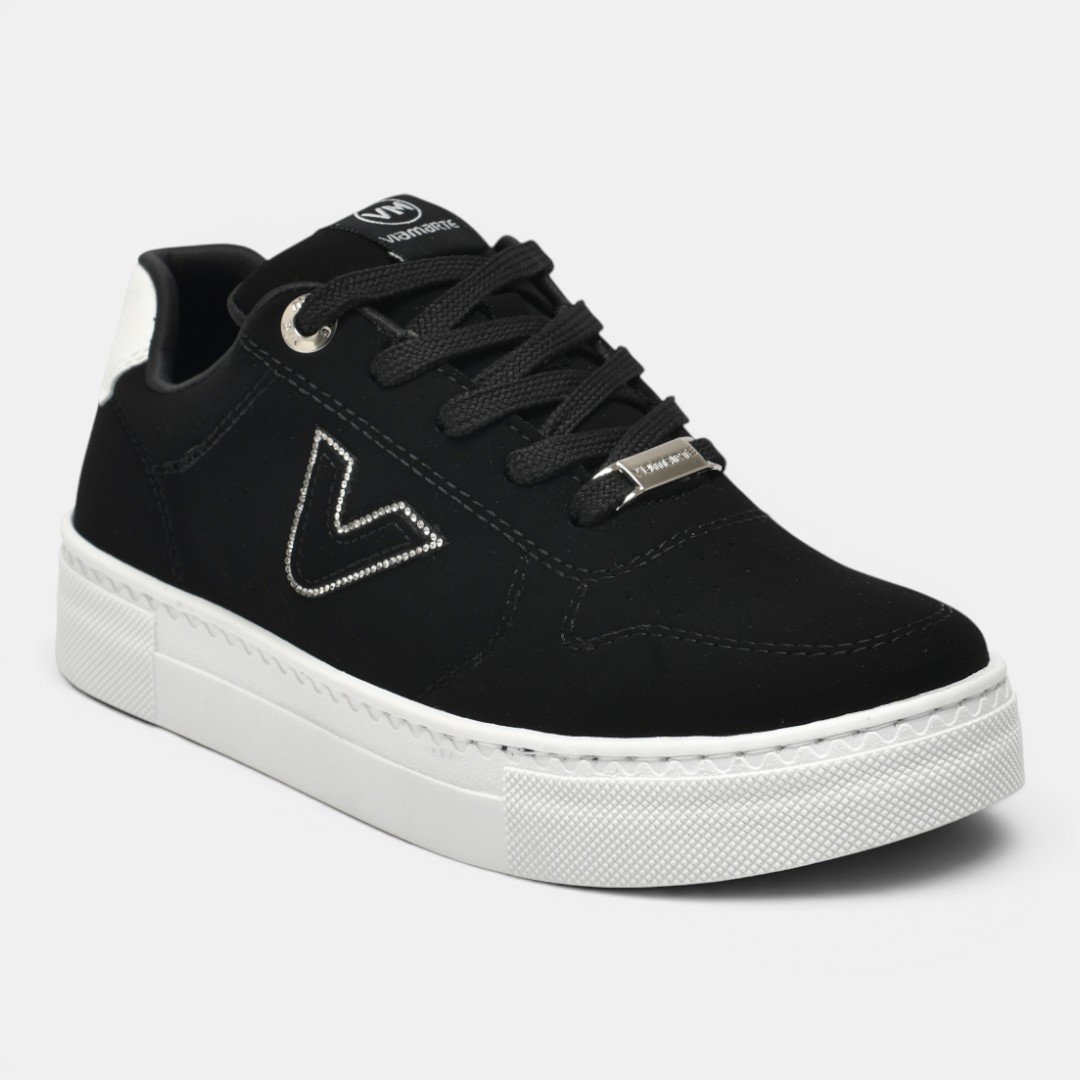 Tênis Casual Via Marte Feminino Nobuck Preto Preto 2