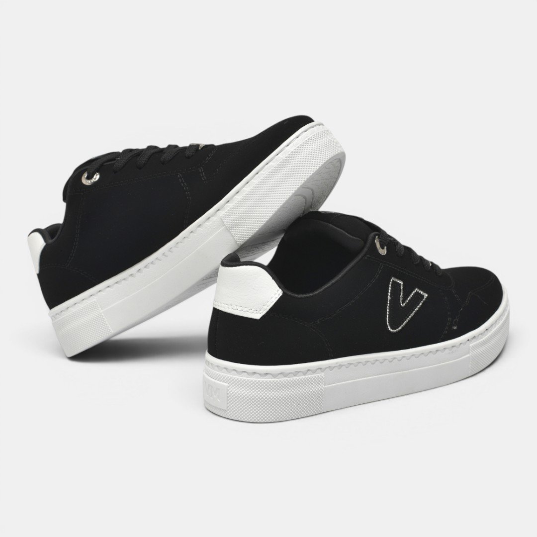 Tênis Casual Via Marte Feminino Nobuck Preto Preto 4