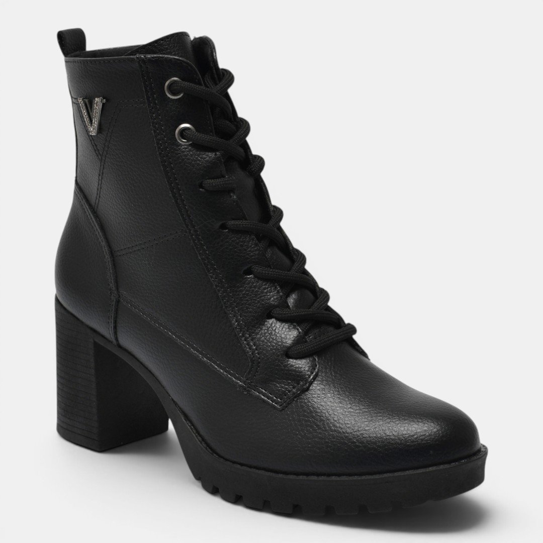 Bota Coturno Via Marte Salto Bloco Preto Preto 2