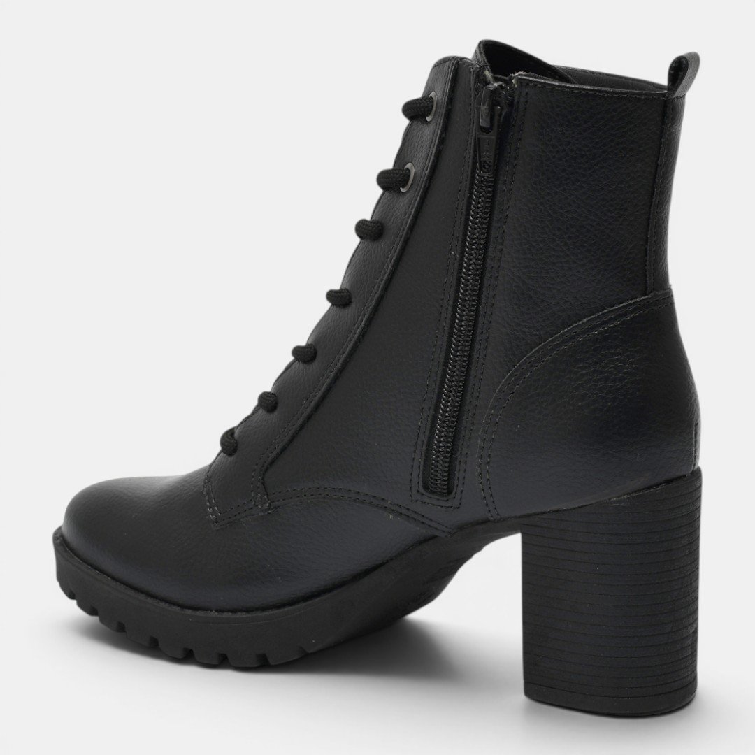 Bota Coturno Via Marte Salto Bloco Preto Preto 4