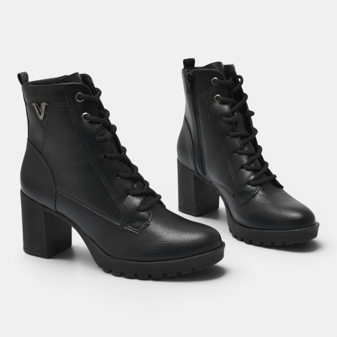 Bota Coturno Via Marte Salto Bloco Preto Preto 5