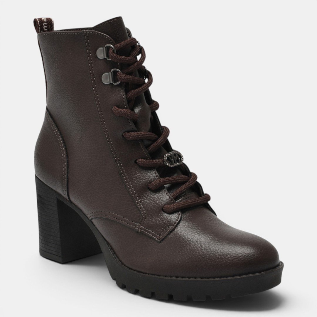 Bota Coturno Via Marte Salto Bloco Marrom Marrom 2