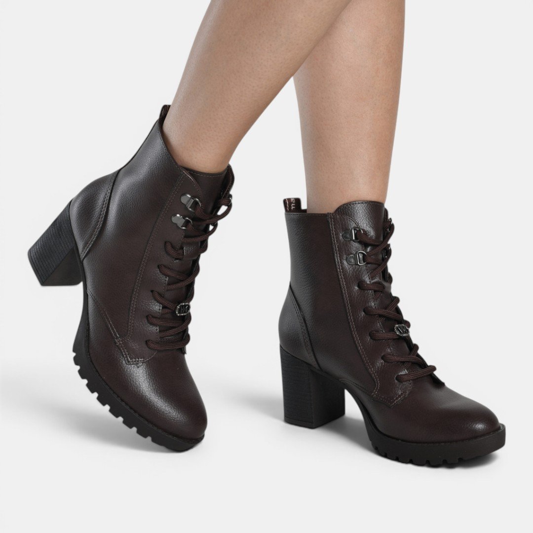 Bota Coturno Via Marte Salto Bloco Marrom Marrom 3