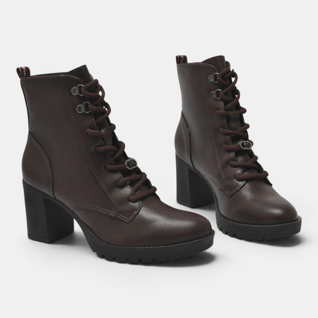 Bota Coturno Via Marte Salto Bloco Marrom Marrom 5