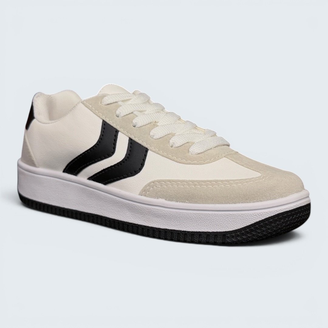 Tênis Rio Sul Casual Feminino Branco com Preto Bege 2