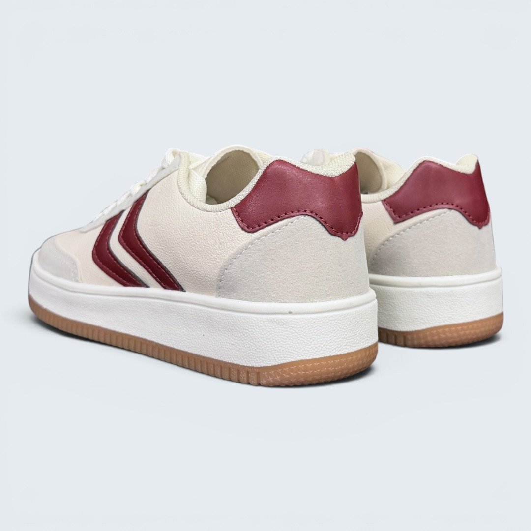 Tênis Rio Sul Casual Feminino Off White com Bordô Bege 4