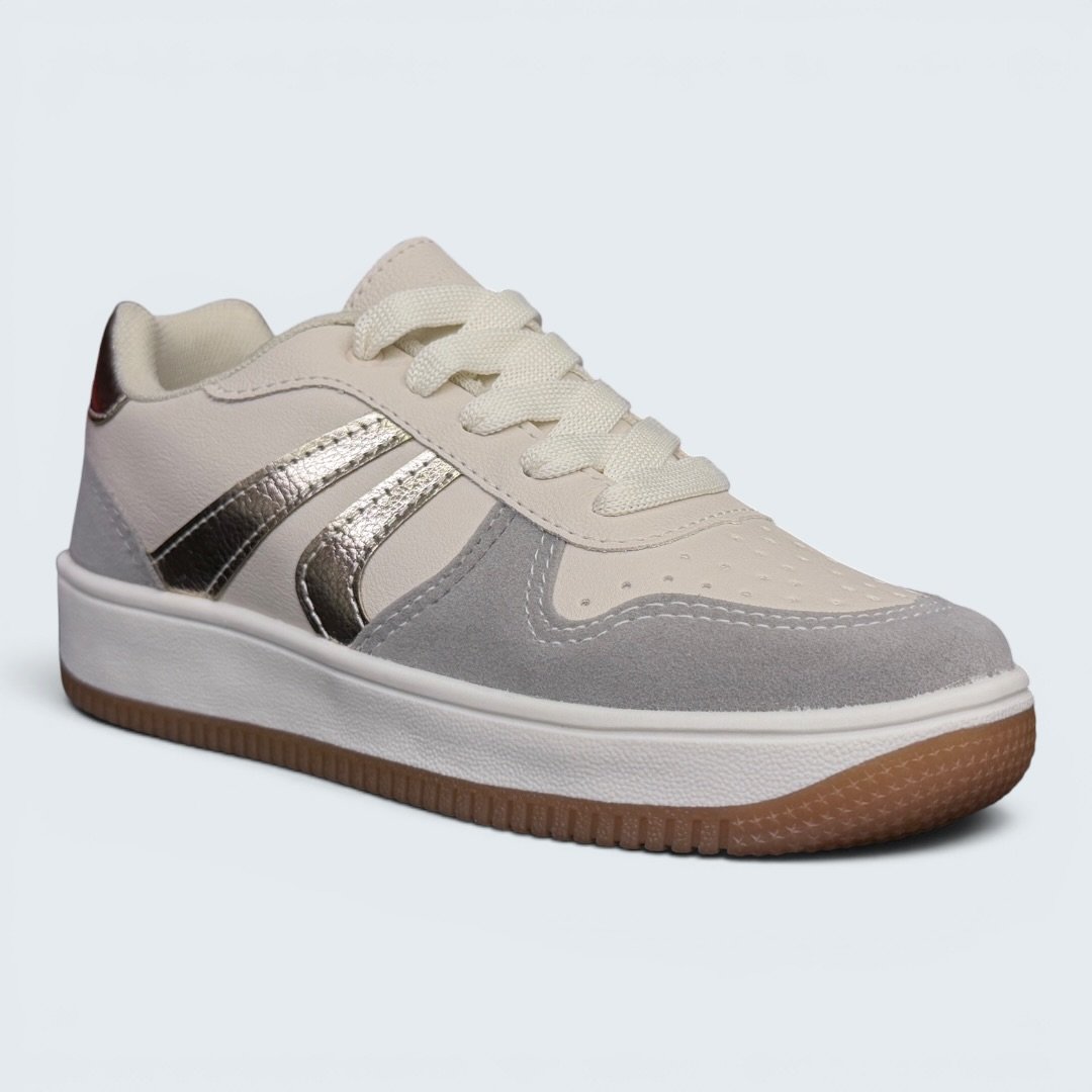 Tênis Rio Sul Casual Feminino Off White com Dourado Bege 2